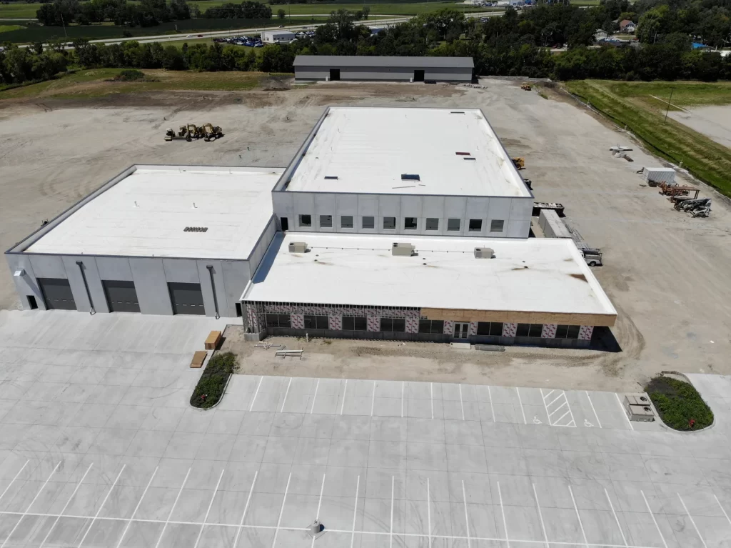 Aerial view of an Academy Roofing commercial project